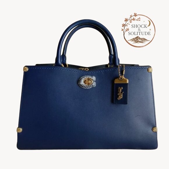 Coach Handbags - Coach Mason Carryall in Cadet Blue • Snakeskin Trim • Structured Tote • No Strap